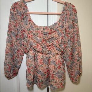 American Eagle - Floral Peasant Blouse